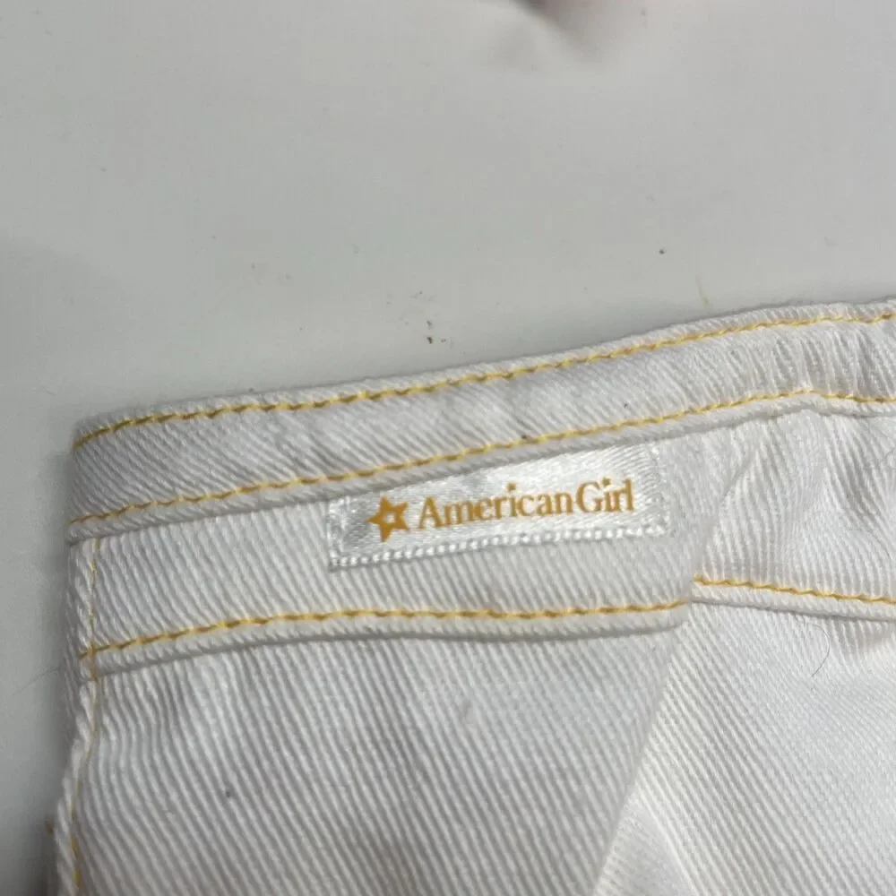 American Girl Doll Retired Pink Ribbed Short Sleeve Sweater & White Flared Jeans